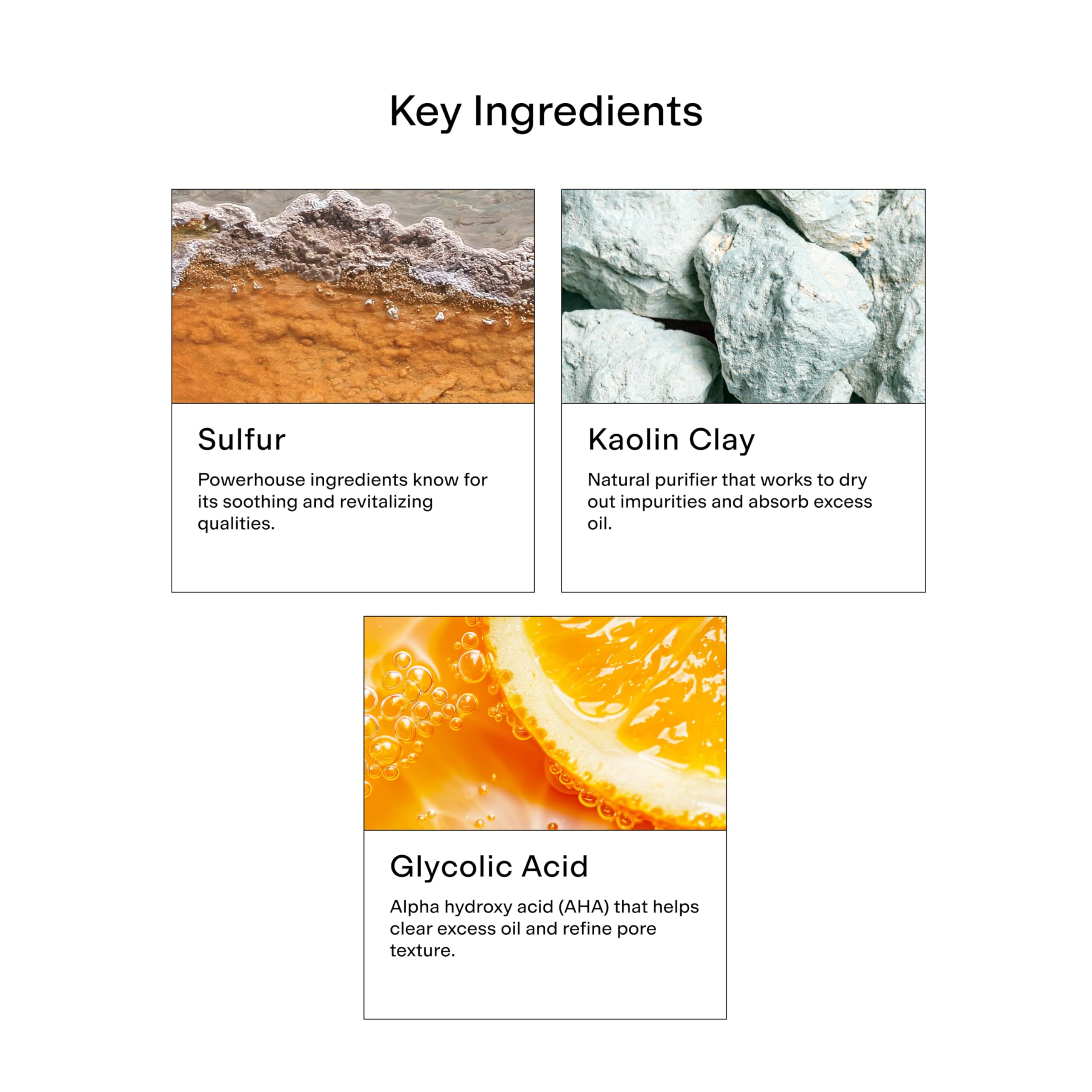 CLEARSTEM sulfur-spot-mask clay-swirl demonstrates Kaolin clay and sulfur balance on active, oily skin.
