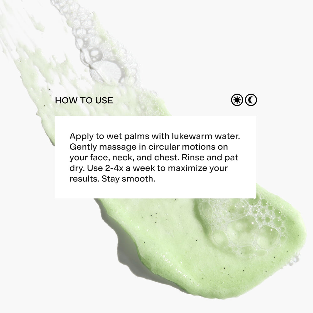 CLEARSTEM VITAMINSCRUB in-use on face showing gentle cleansing and brightening routine.
