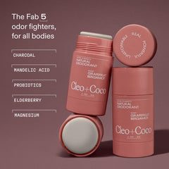Cleo+Coco deodorant balm application swipe demonstrates easy glide and residue-free wear
