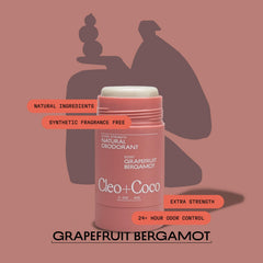 Cleo+Coco grapefruit bergamot scent closeup highlighting bright mood-boosting citrus aroma