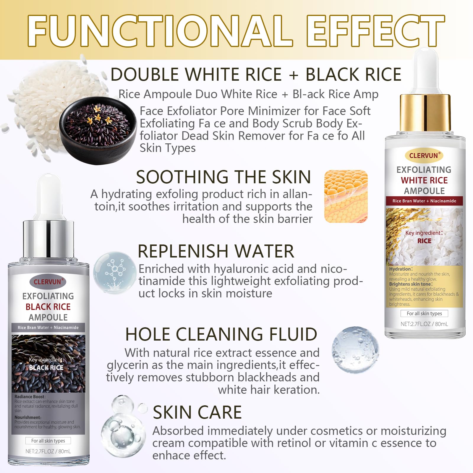 CLERVUN Rice Exfoliant in a mirror scene for daytime and nighttime use