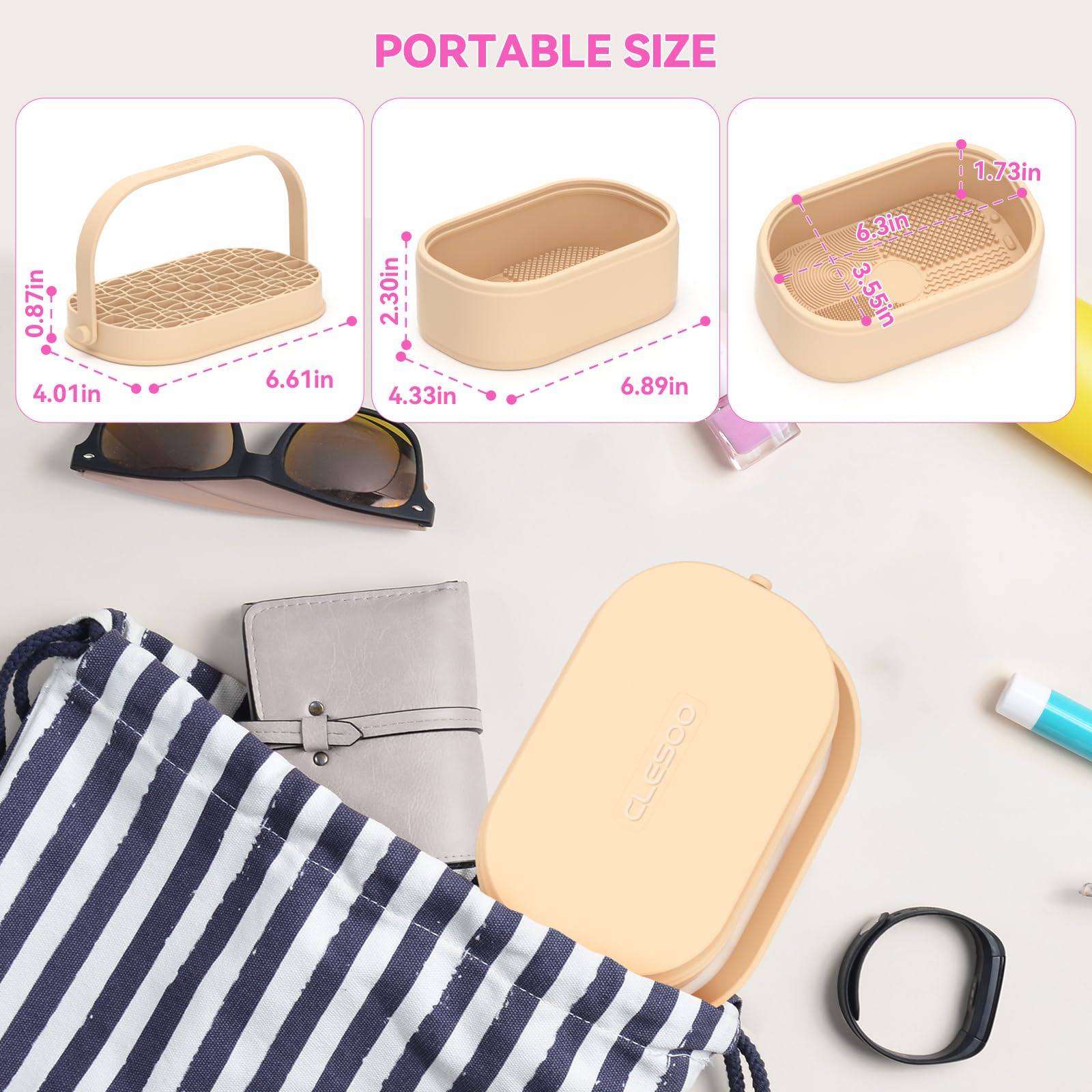 CLESOO makeup cleaner mat travel-ready on-the-go cleaning tool