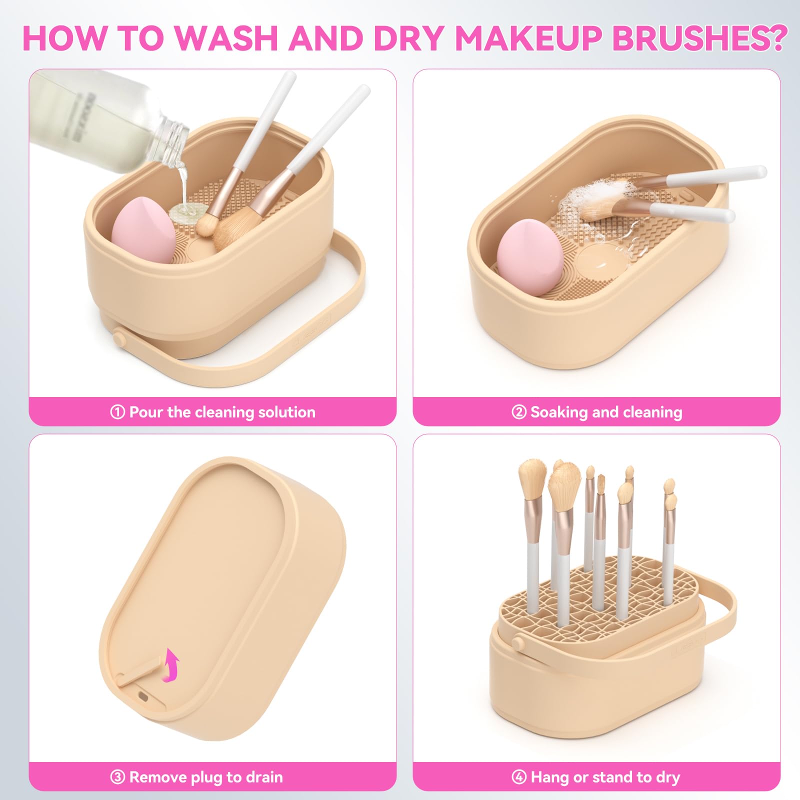CLESOO makeup brush cleaner mat separate washing bowl design for convenience