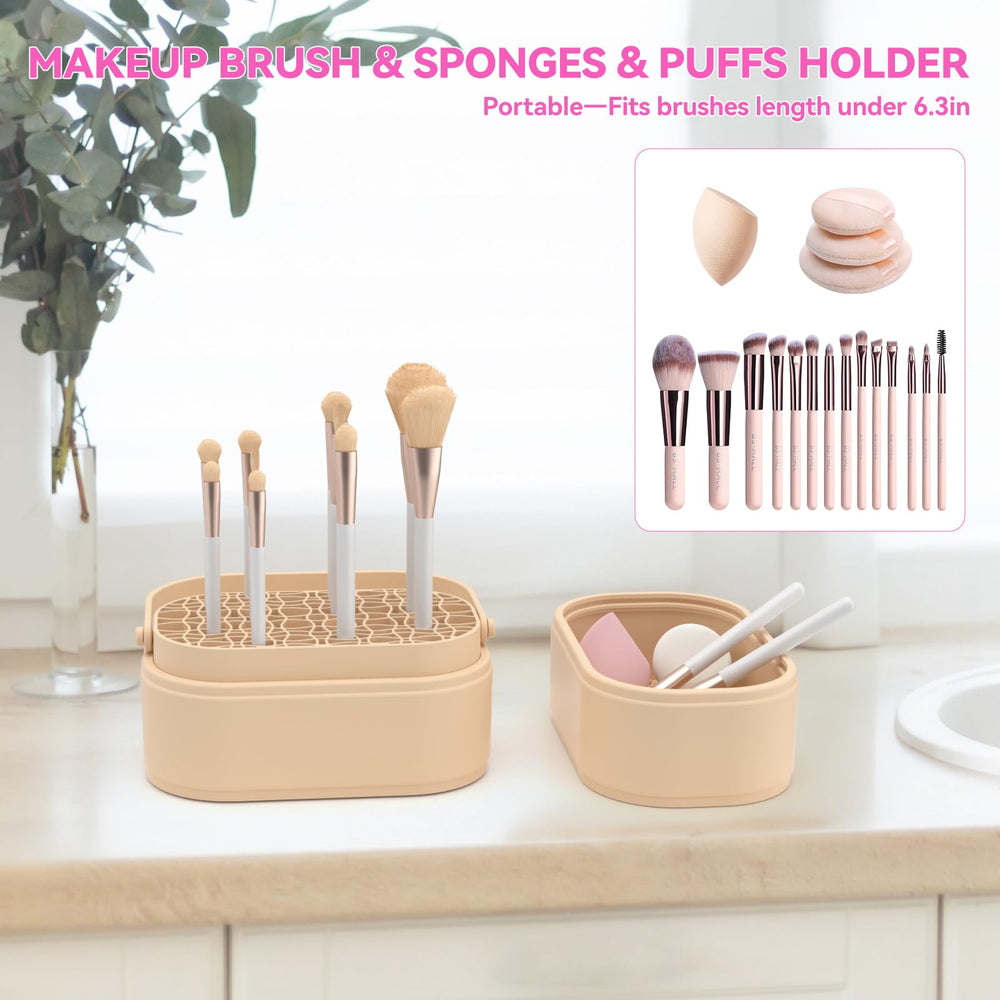 CLESOO makeup brush dryer grid slots promote natural bristle drying