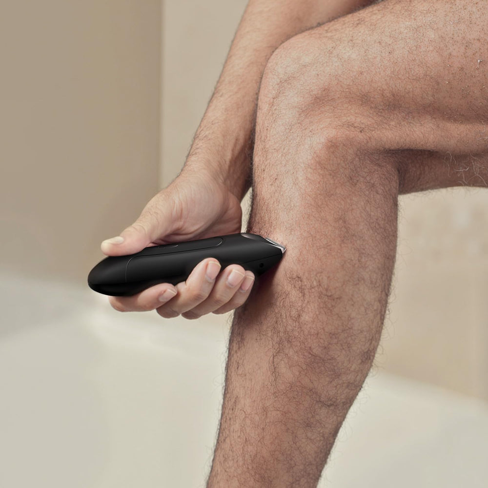CLEVEB Body Hair Trimmer LED indicator shows battery status for planning grooming