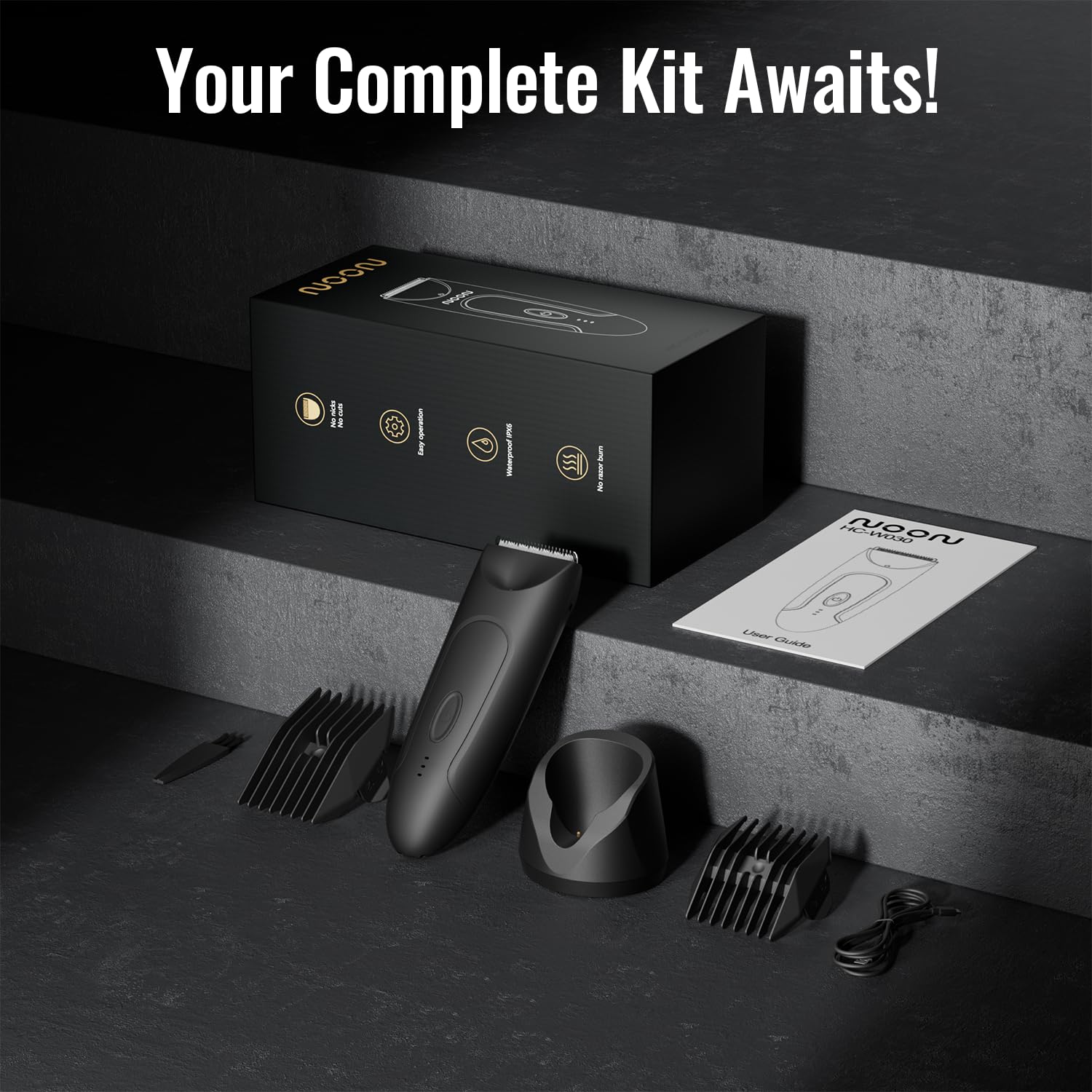 CLEVEB Body Hair Trimmer being cleaned under water for easy maintenance