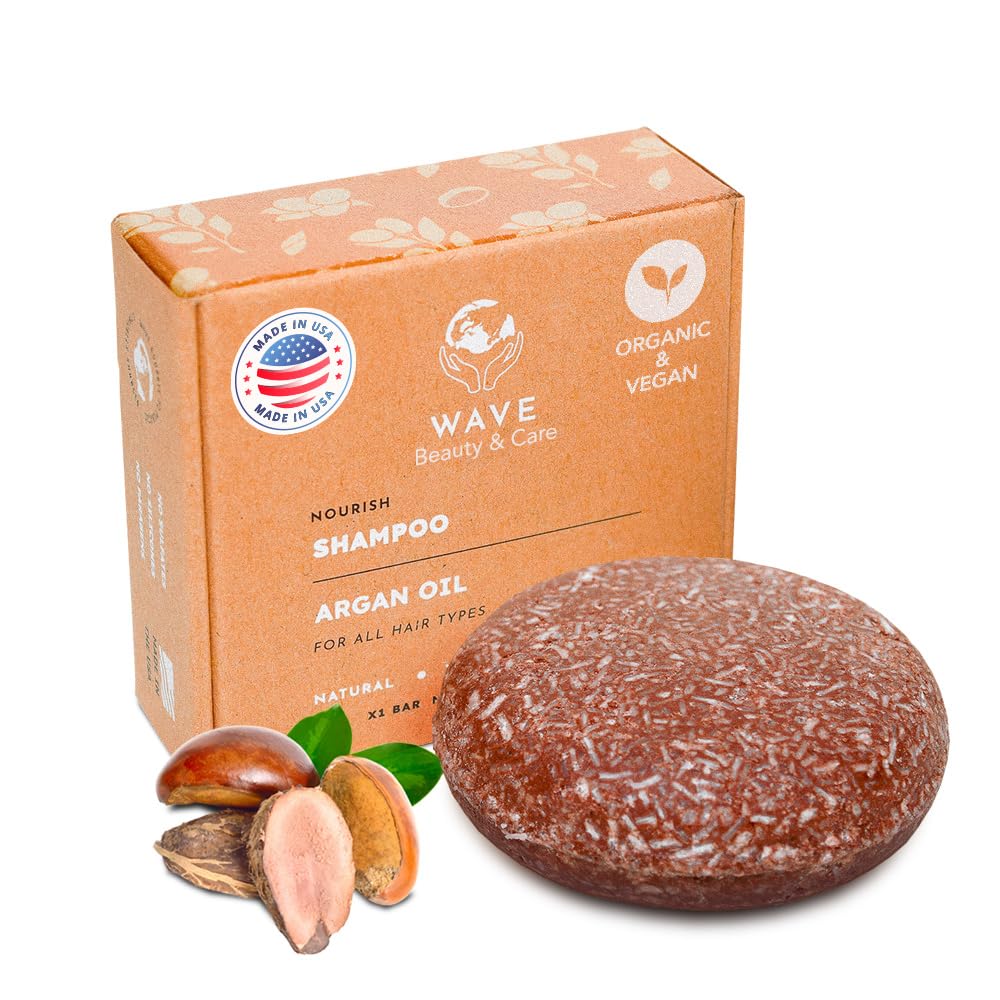 Clever Yoga Wave Argan Oil Shampoo Bar packaging showcases eco-friendly design for travel.
