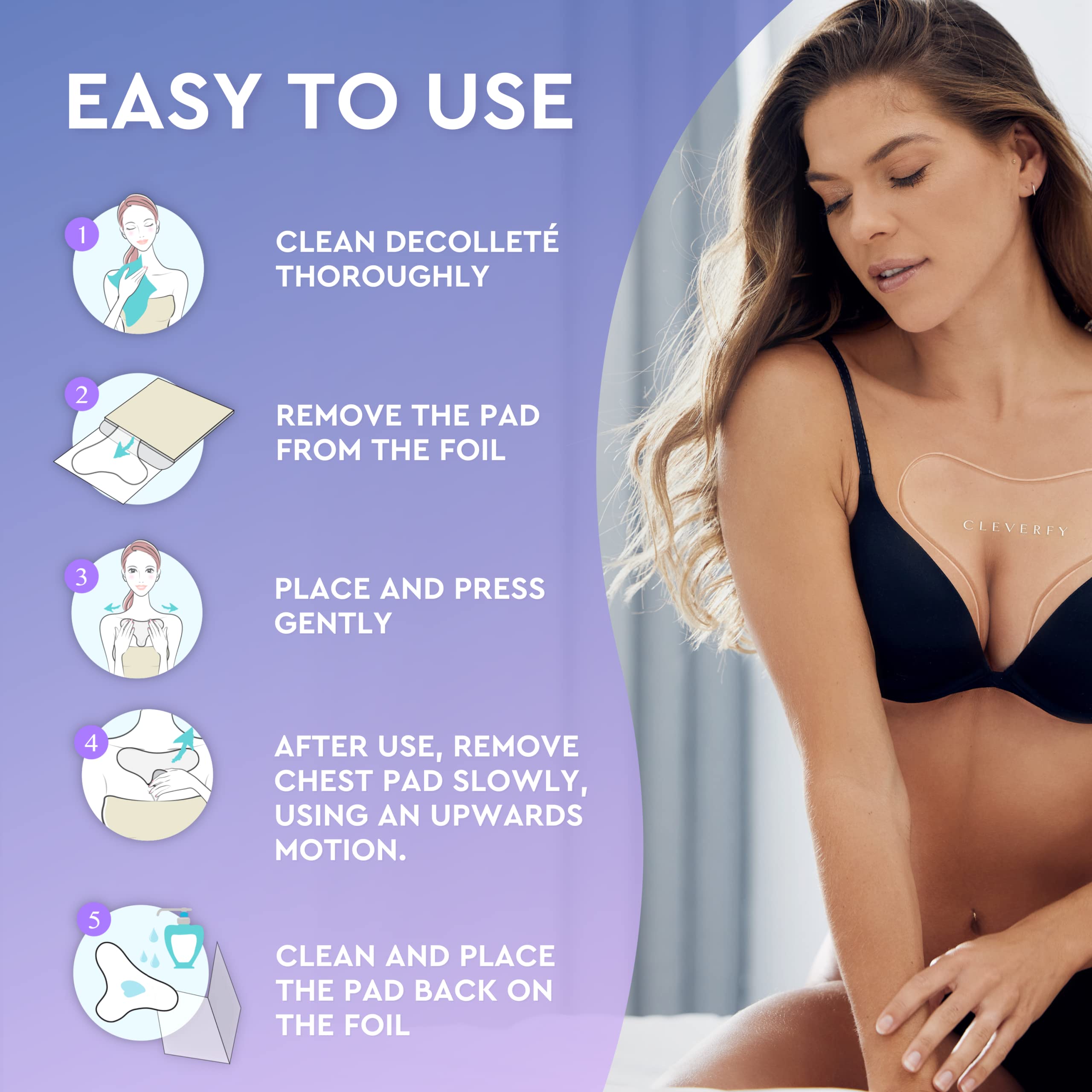 CLEVERFY 2-pack packaging supports ongoing decollete care.