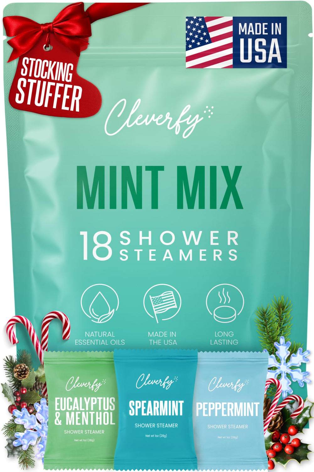 Cleverfy Eucalyptus Shower Steamer Pack ready for a soothing home spa session.