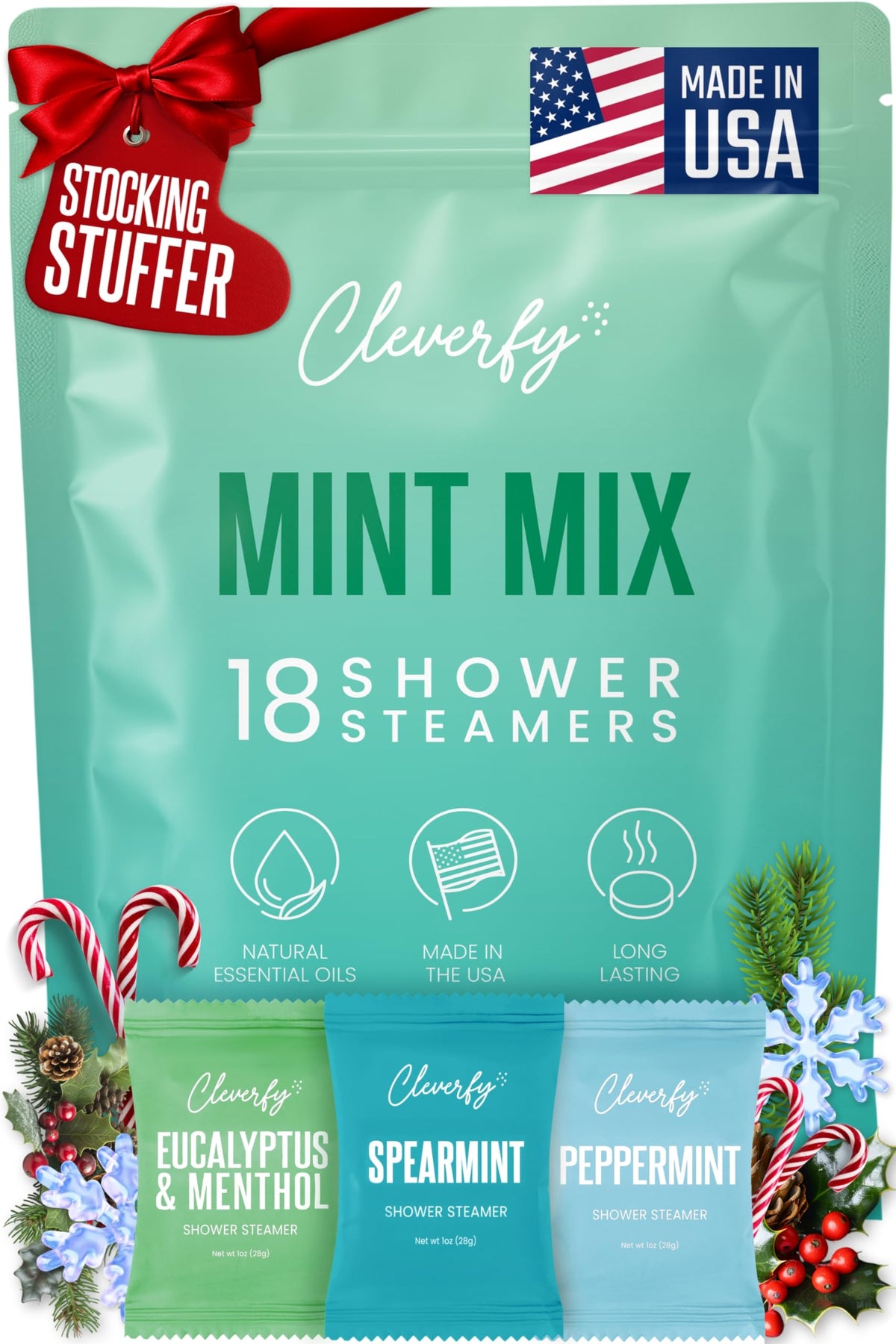 Cleverfy Eucalyptus Shower Steamer Pack ready for a soothing home spa session.