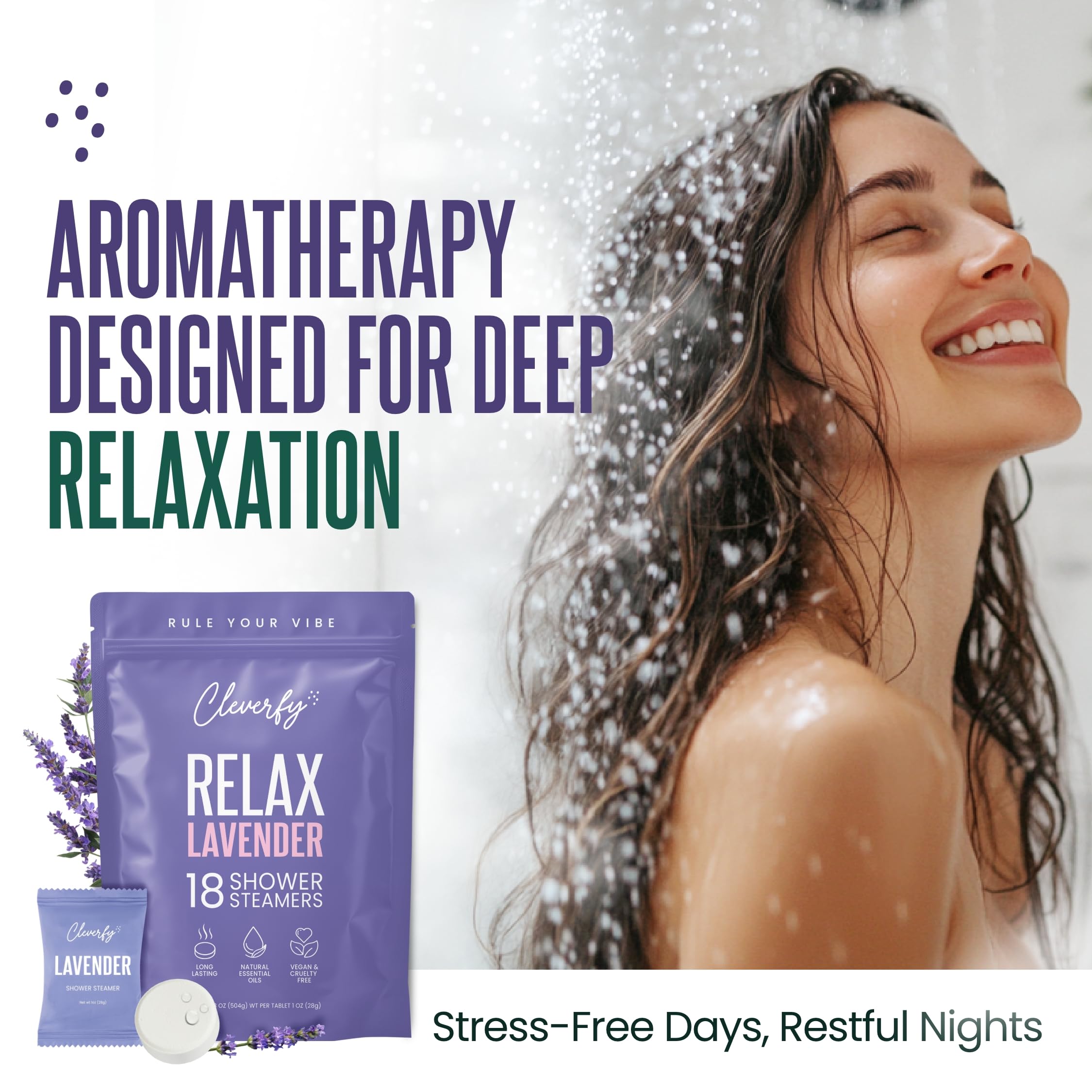 USA-made Cleverfy Lavender Shower Steamer emphasizes quality and cruelty-free self-care