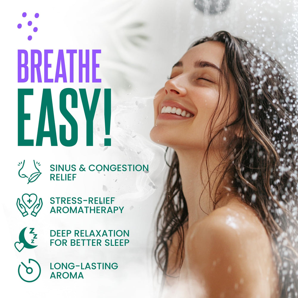 Cleverfy eucalyptus-mint scent closeup demonstrates spa-like freshness for refreshing showers.
