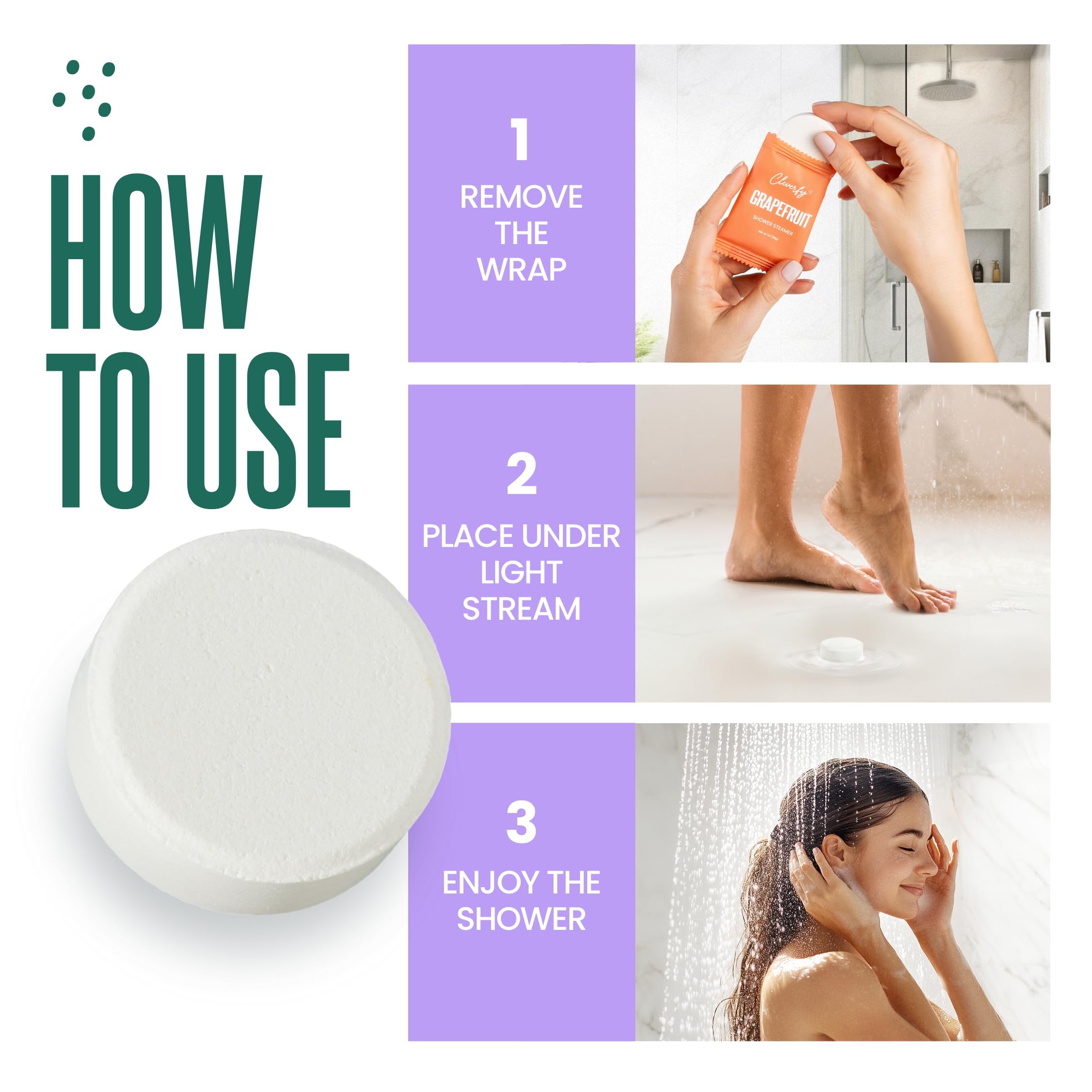 Cleverfy shower steamer peppermint pod for refreshing morning routine.