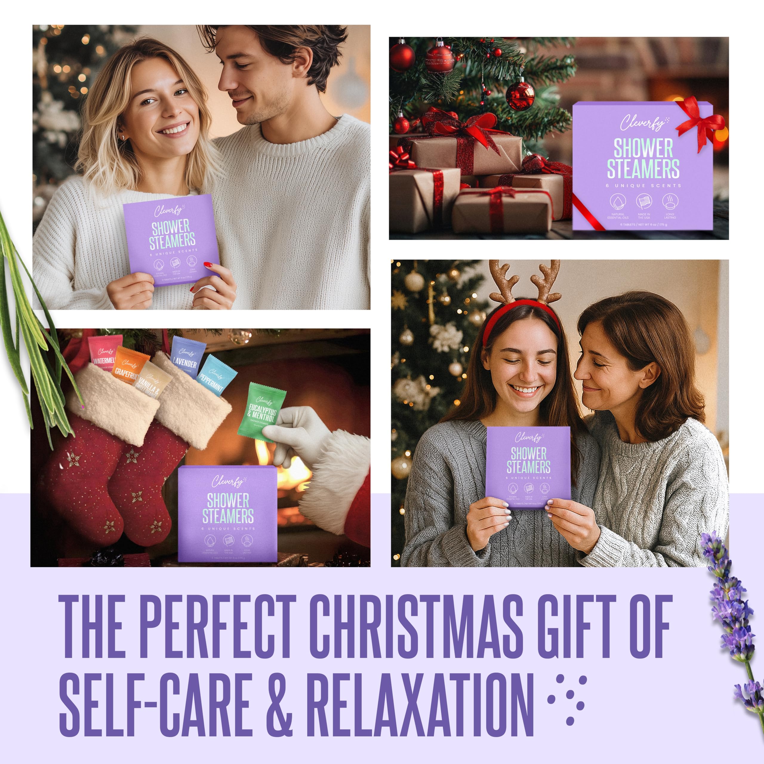 CLEVERFY lavender tablet shows calming scent for relaxing shower routine