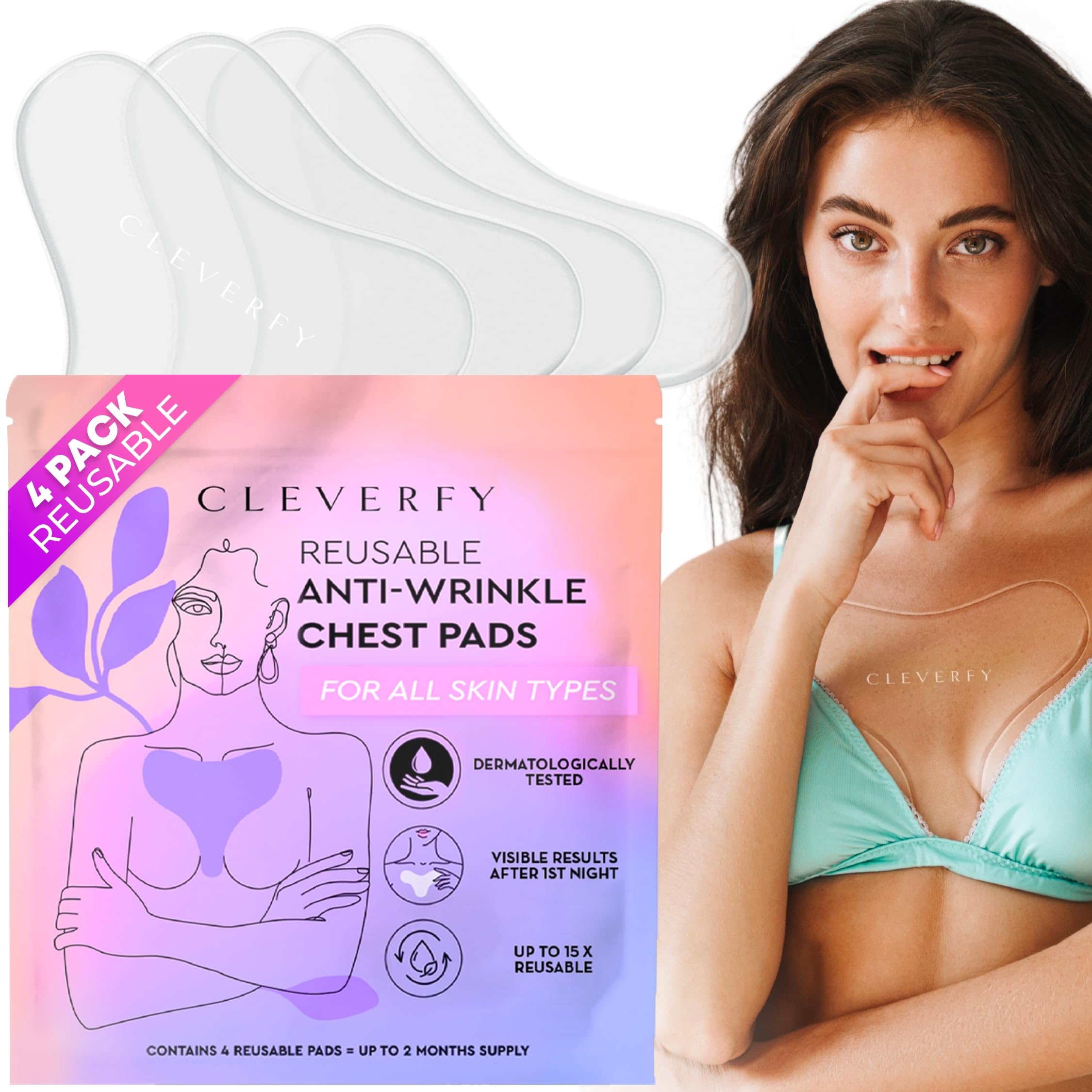 CLEVERFY silicone chest patch enables overnight wrinkle smoothing for décolleté