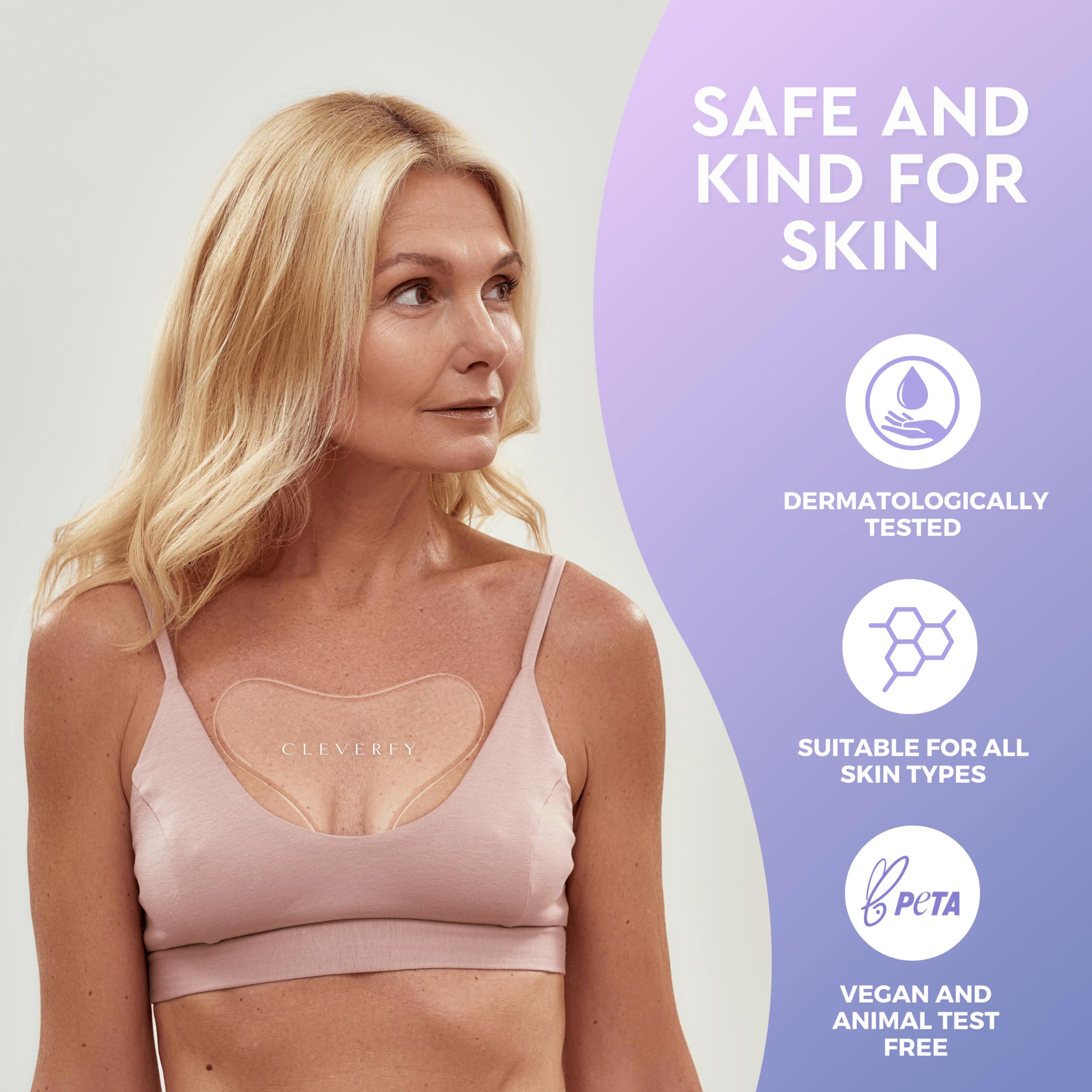 CLEVERFY T-shape chest patch adheres firmly for all-night wear.