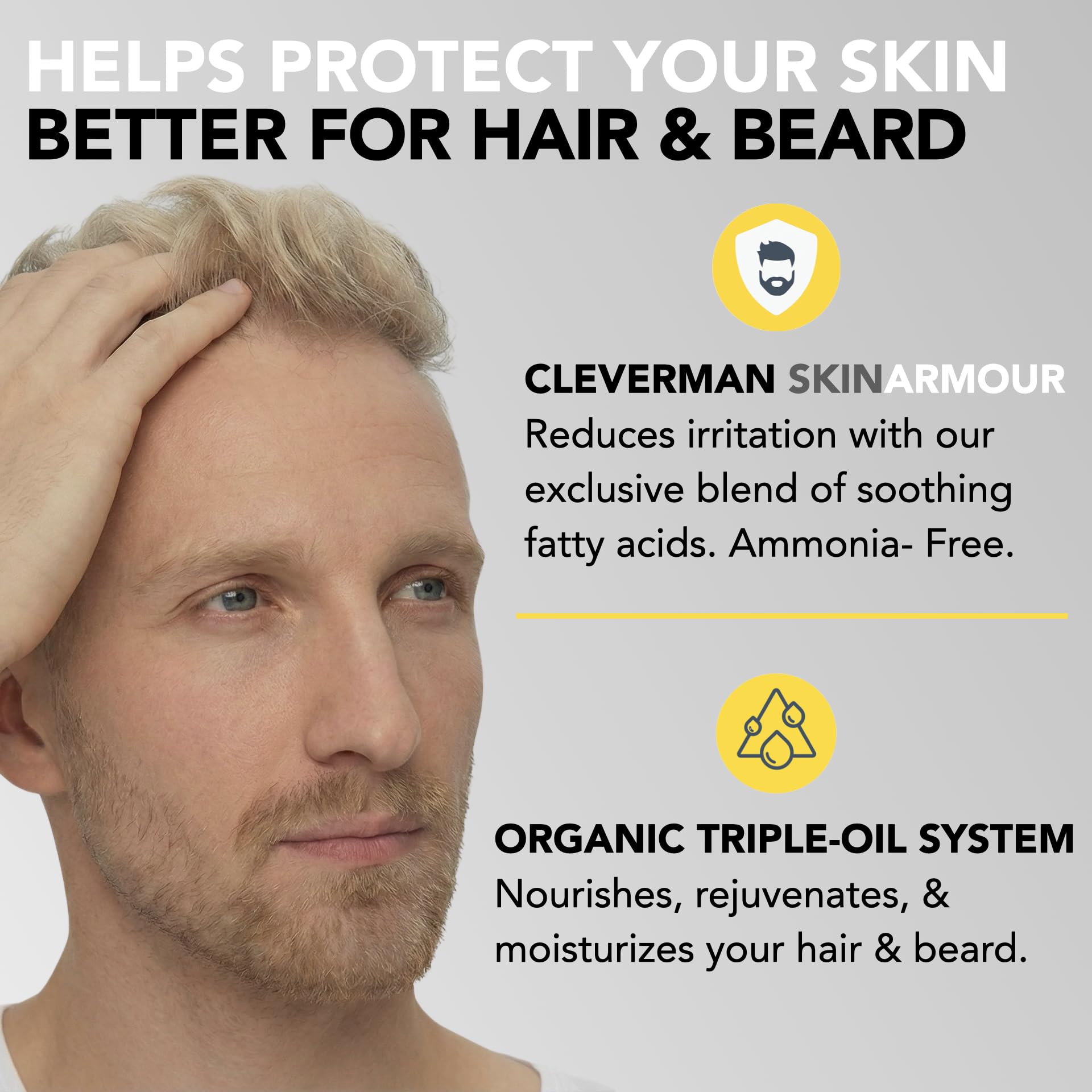 Cleverman Lightest Blond vegan dye formula highlights natural gray coverage options
