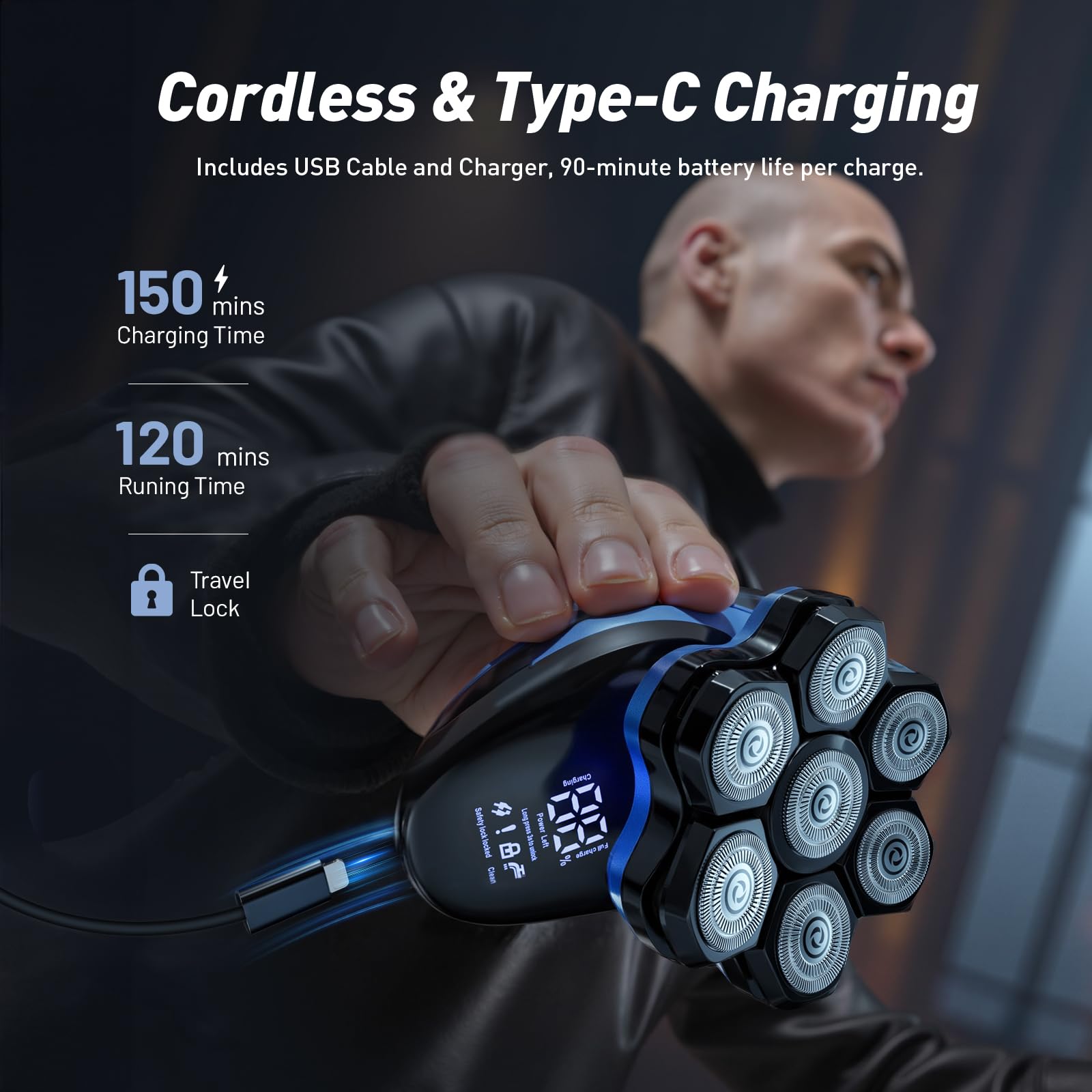 Clforczh head shaver-ergonomic-handle fits the hand for long sessions.