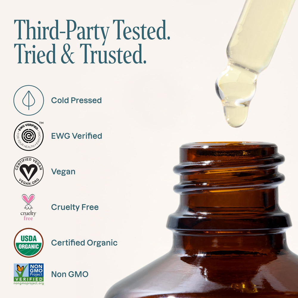 Cliganic Argan Oil vegan cruelty-free badge reinforces ethical beauty