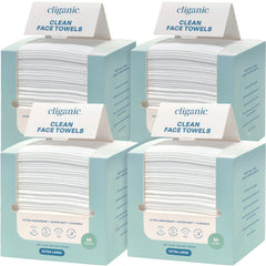 Cliganic Clean Face Towels XL bulk pack ultra-soft wipes for gentle makeup removal.