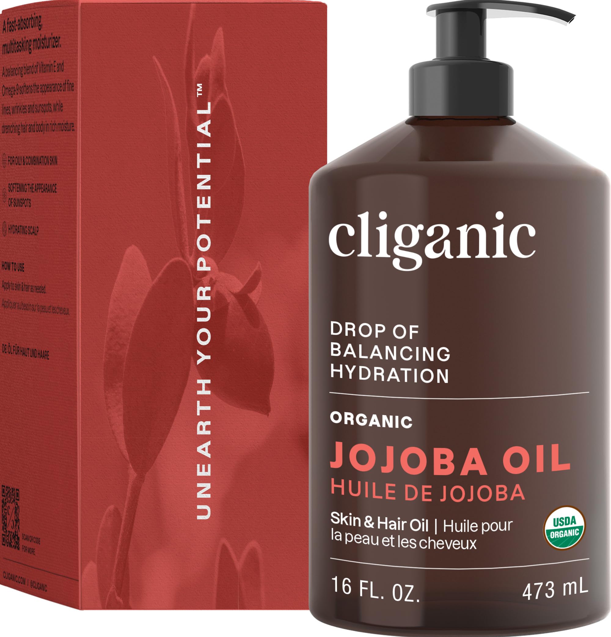 Cliganic Jojoba Oil beard-care moment for conditioning.