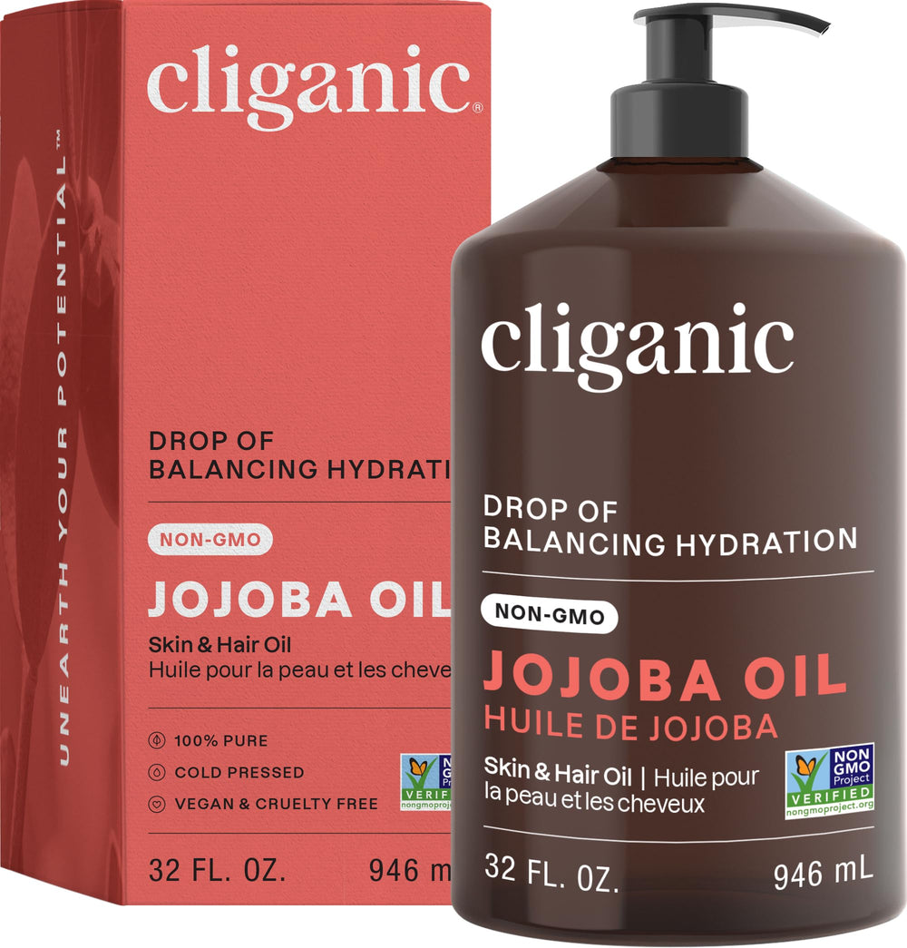 Cliganic jojoba oil bulk pump 32oz for easy DIY beauty applications