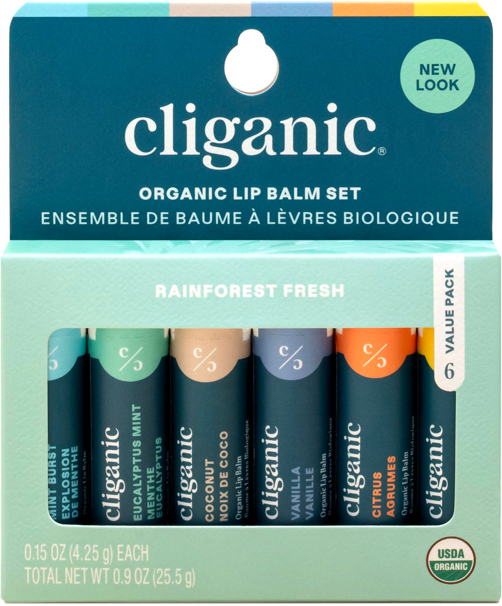 Cliganic lip balm Mint Burst close-up highlighting lasting hydration for dry lips.