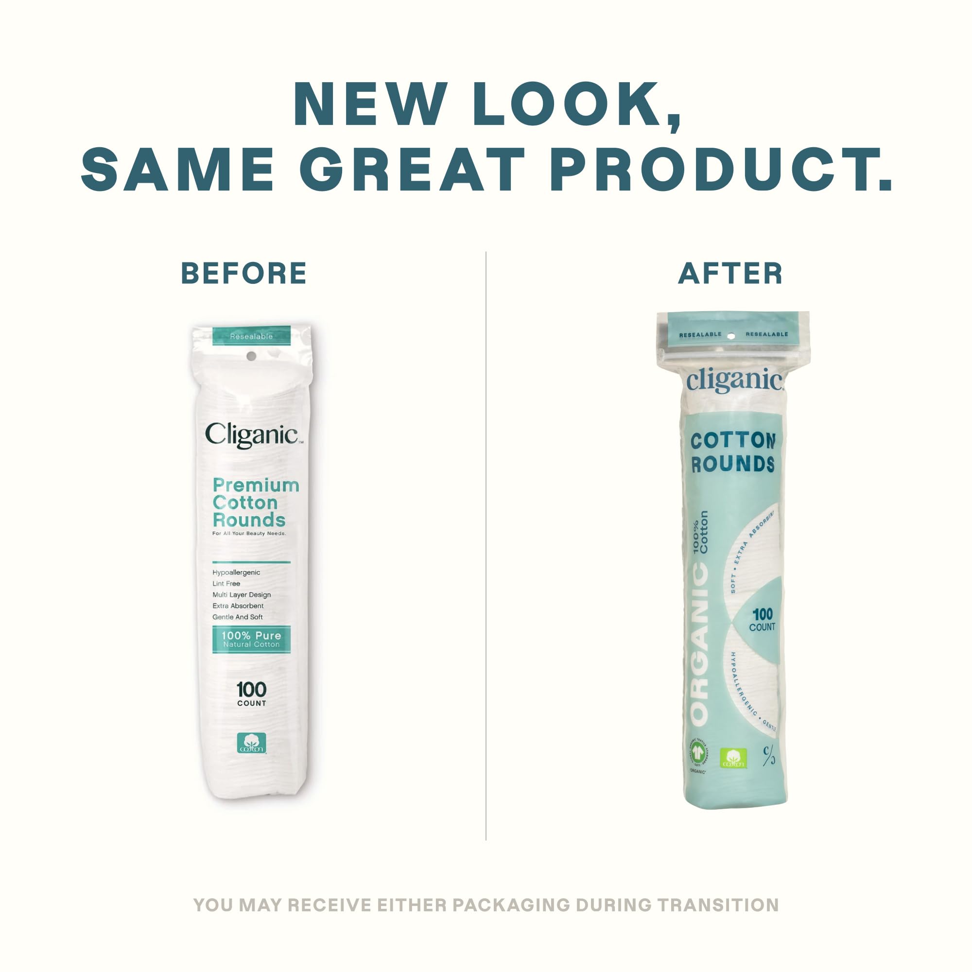 Cliganic Organic Cotton Rounds soft-face close-up for gentle cleansing