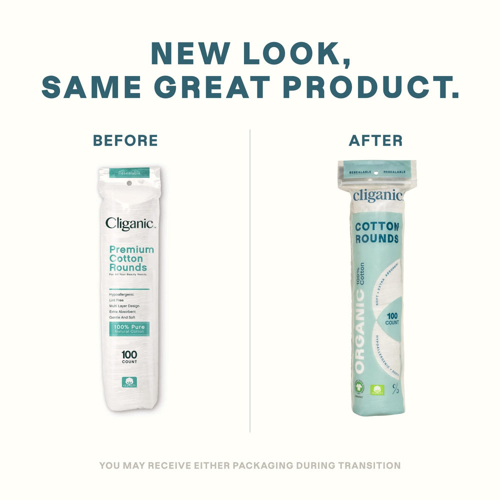 Cliganic Organic Cotton Rounds soft-face close-up for gentle cleansing