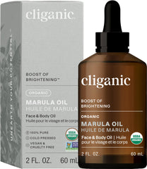 Cliganic Organic Marula Oil bottle pour for quick hydration and skin refreshment