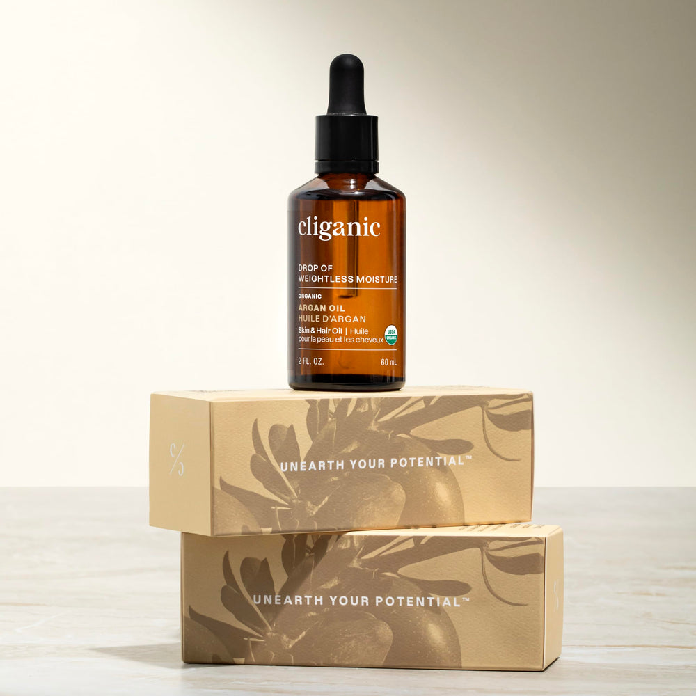 Cliganic origin Morocco logo indicates sustainably sourced argan oil from Morocco