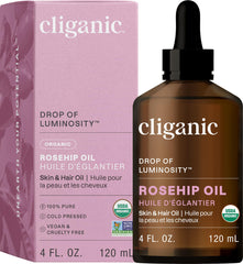 Cliganic Rosehip Oil bottle for daily facial hydration and glow.