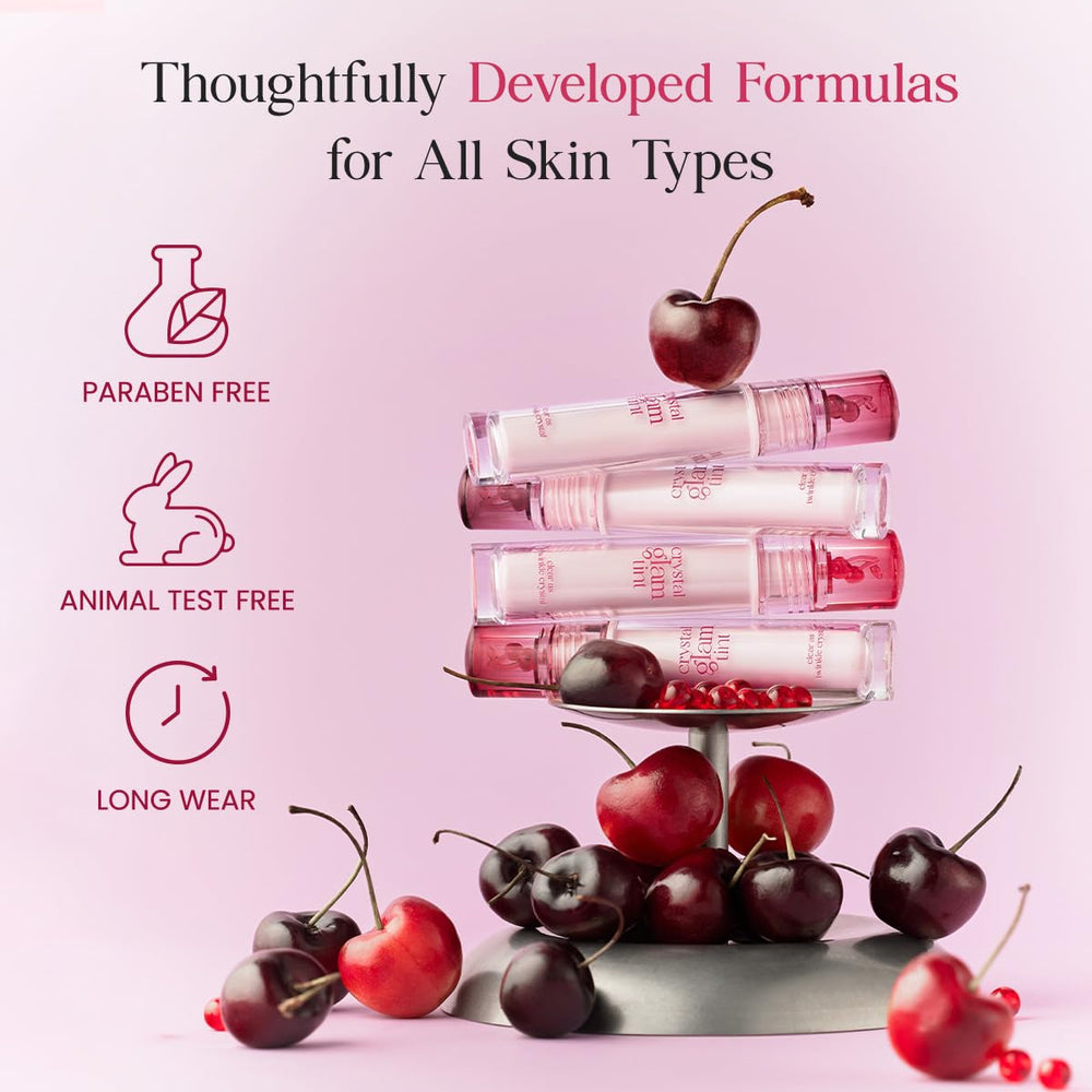 CLIO Crystal Glam Tint Cherry packaging highlights compact, travel-friendly design