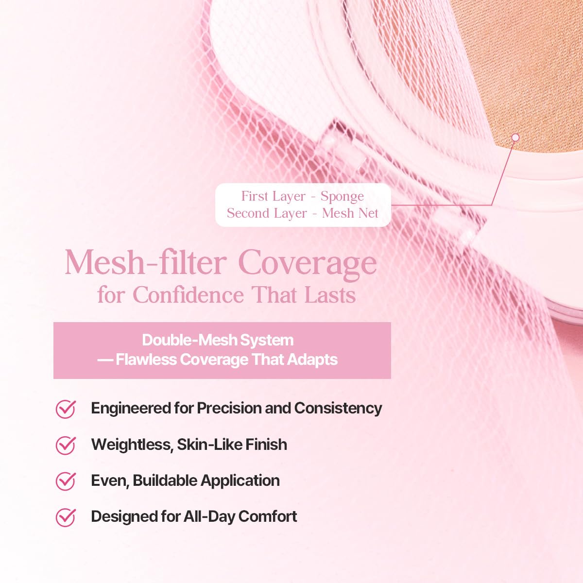 CLIO Kill Cover Mesh Glow cushion long-lasting hydration for all-day comfort.