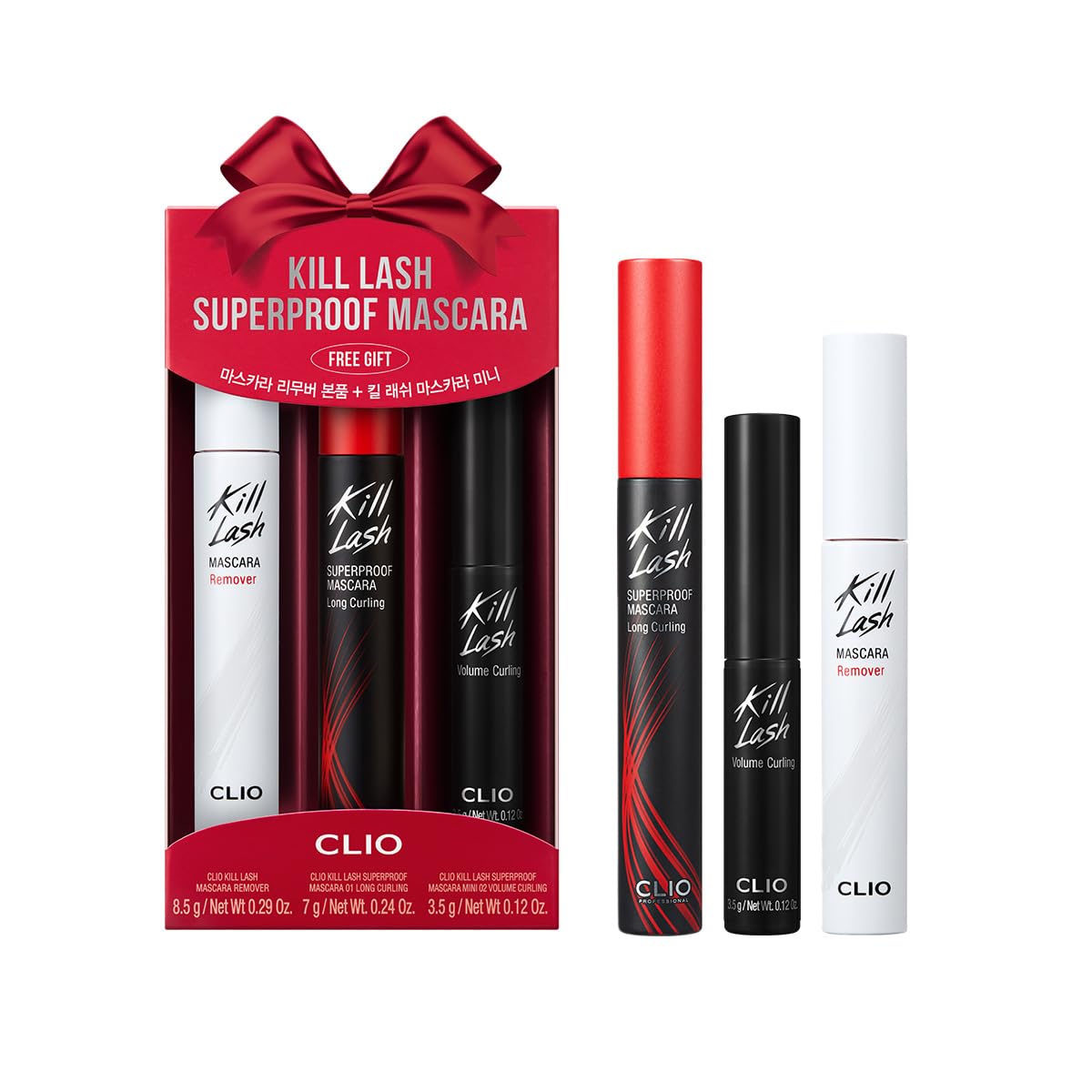 CLIO Kill Lash Superproof Mascara long curling closeup showing lift and natural-length look