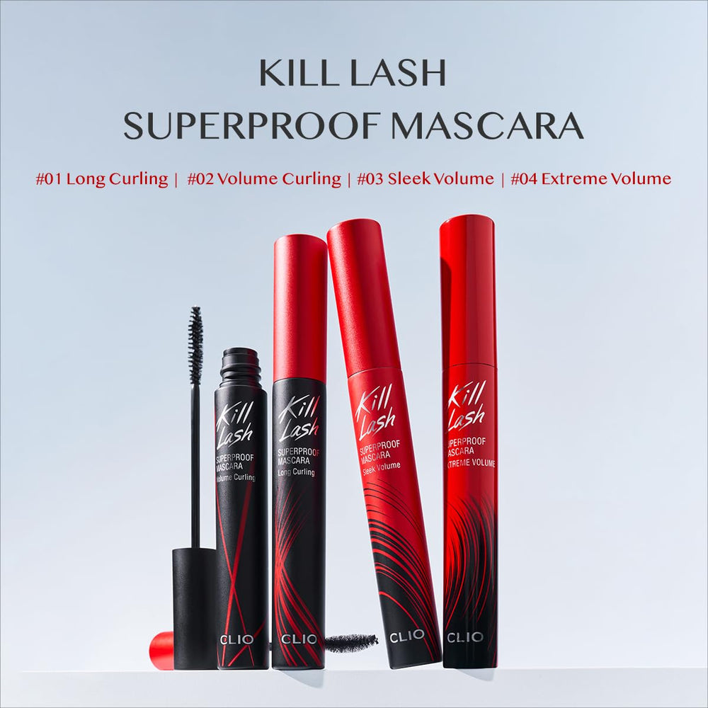 CLIO Kill Lash Superproof Mascara packaging shown for travel-friendly storage