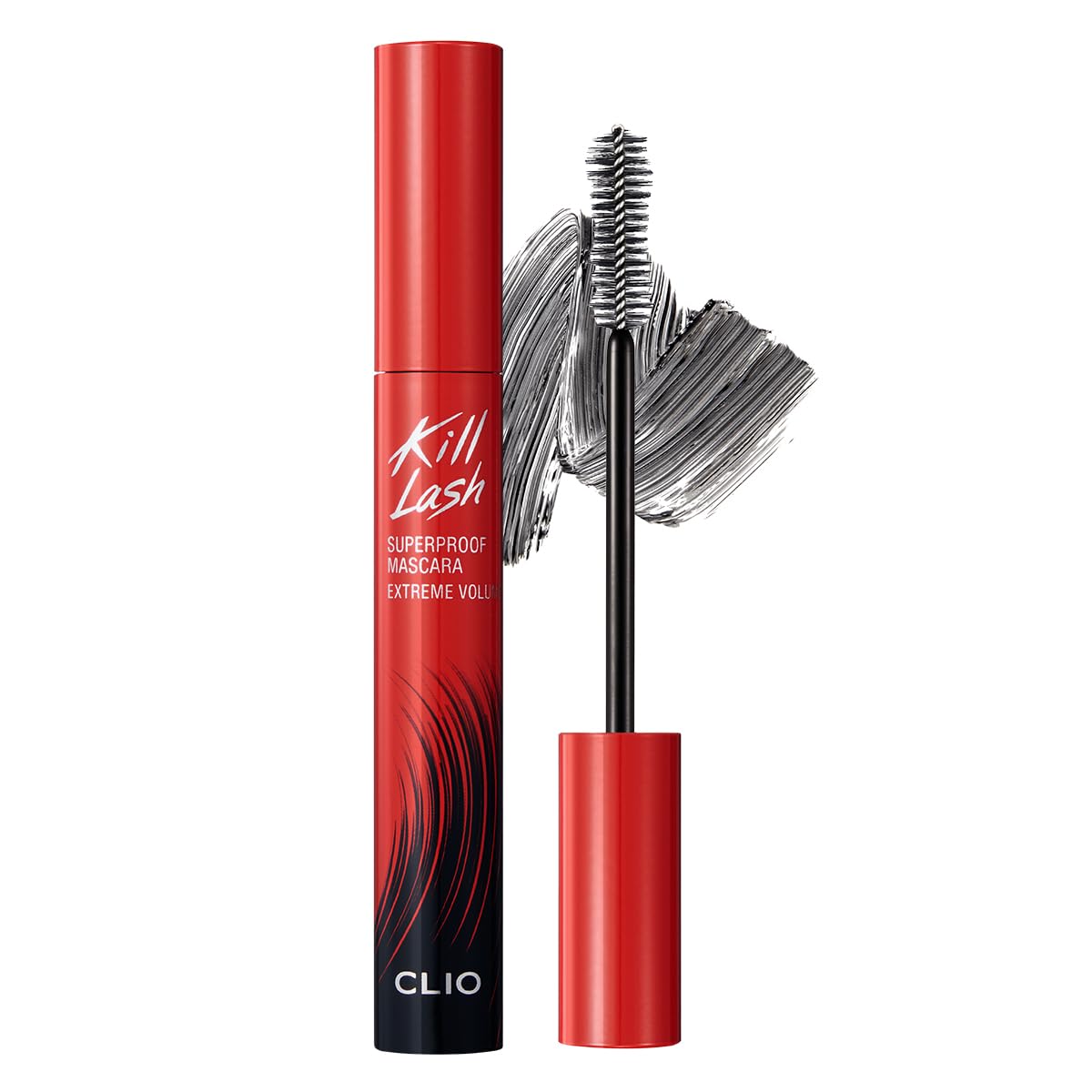 CLIO Kill Lash Superproof mascara tube showing dramatic volume for bold lashes.