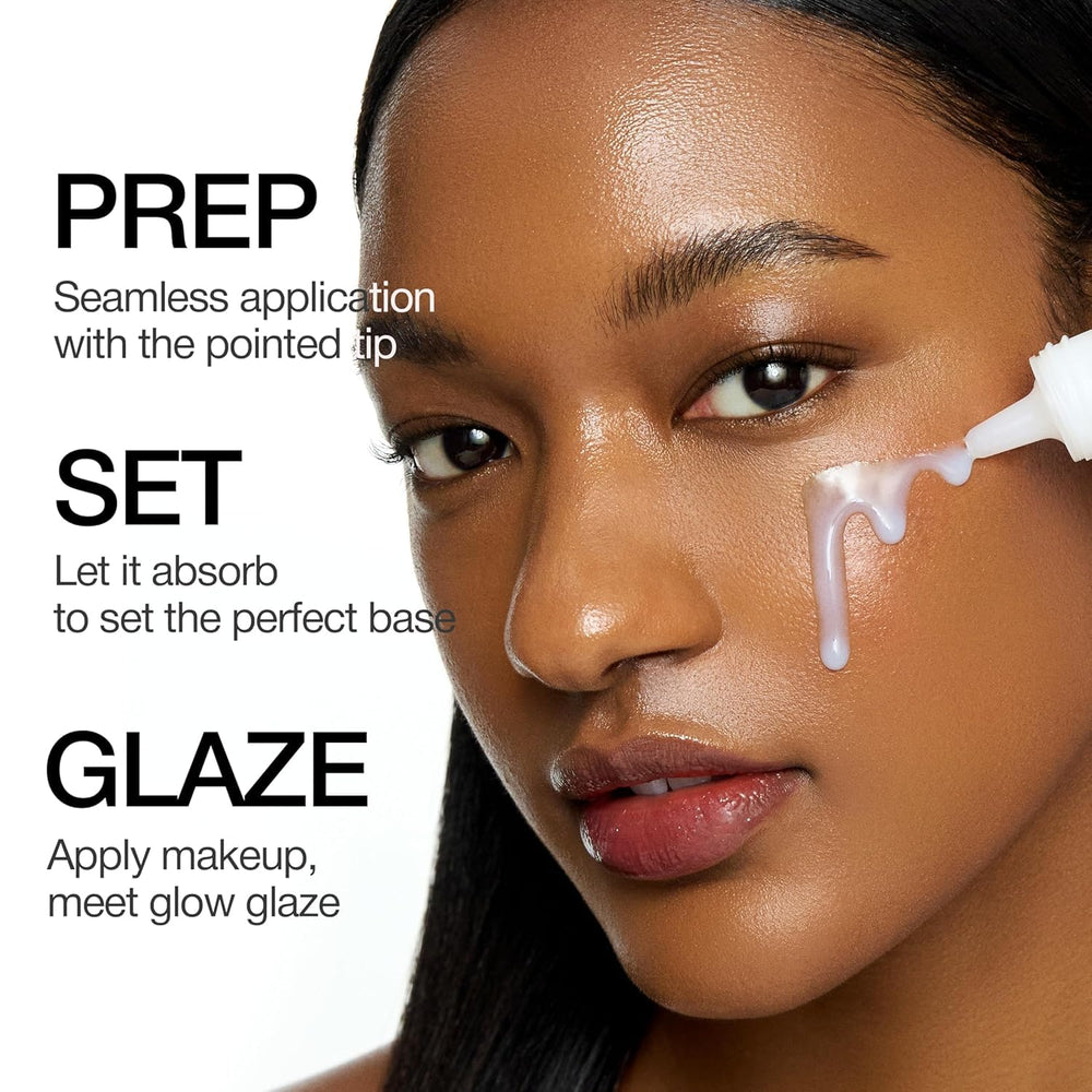 CLIO Professional Glazing Milky Essence application on face demonstrates milky-toner makeup prep base.