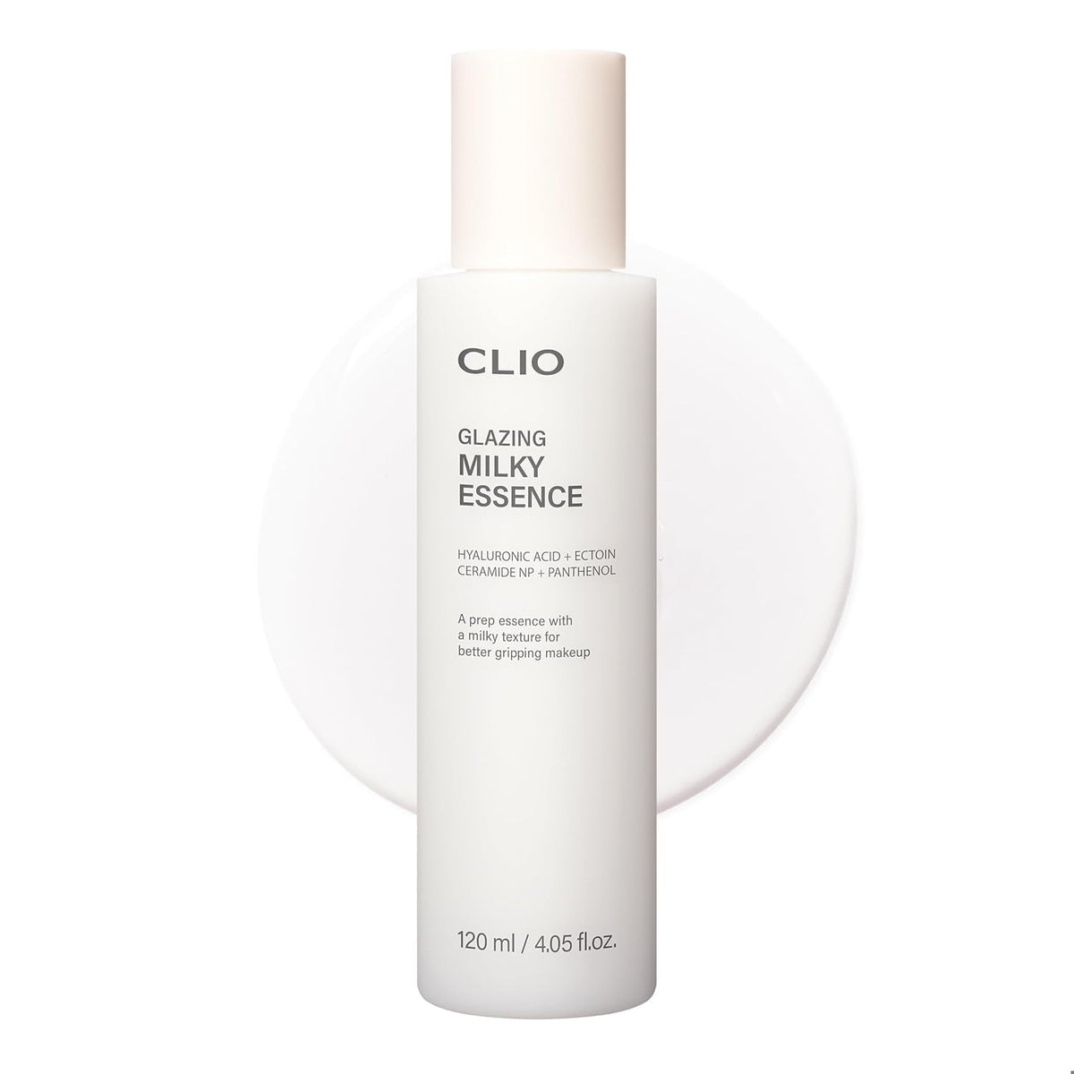 CLIO Professional Glazing Milky Essence bottle close-up highlighting hydrating glow for radiant skin.