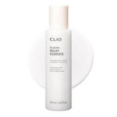 CLIO Professional Glazing Milky Essence bottle close-up highlighting hydrating glow for radiant skin.