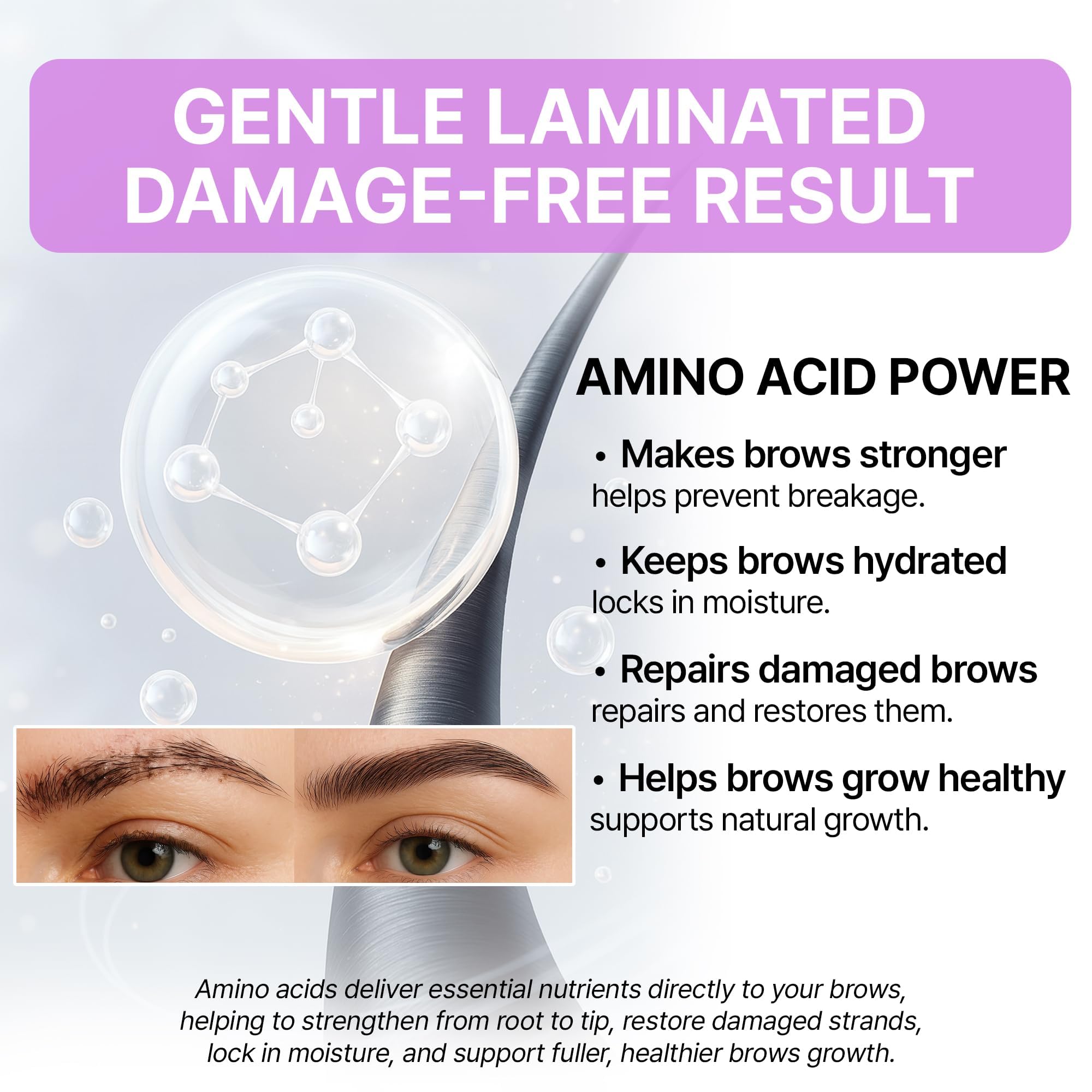 CLIONE PRIME brow lamination kit before-after demonstrates dramatic at-home brow lift.
