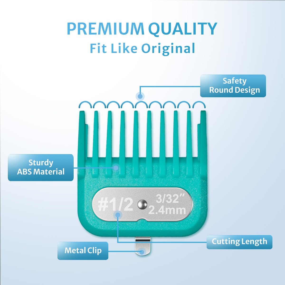 CLIPFIT blade-size check demonstrates fit with 1.8 x 1.6 inch blades.