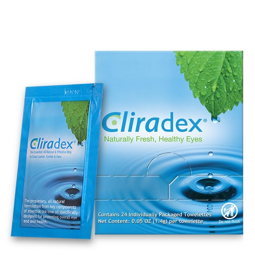 Cliradex towelettes skin-friendly formula is gentle on sensitive eyelid skin during care.