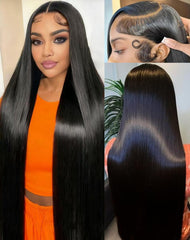 Cllok 30-inch straight wig lacefront close-up shows natural shine and a sleek silhouette.