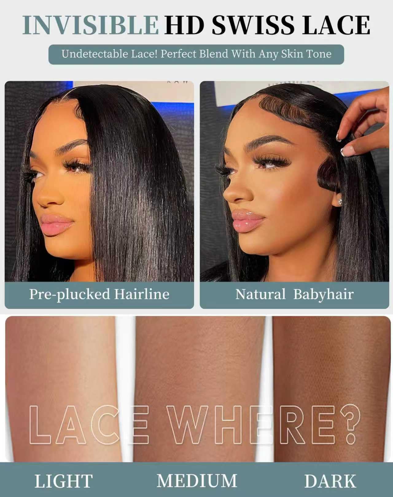 Cllok pre-plucked natural hairline speeds styling and reduces prep time.