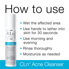 CLn fragrance-free label emphasizes gentle cleansing for sensitive skin.