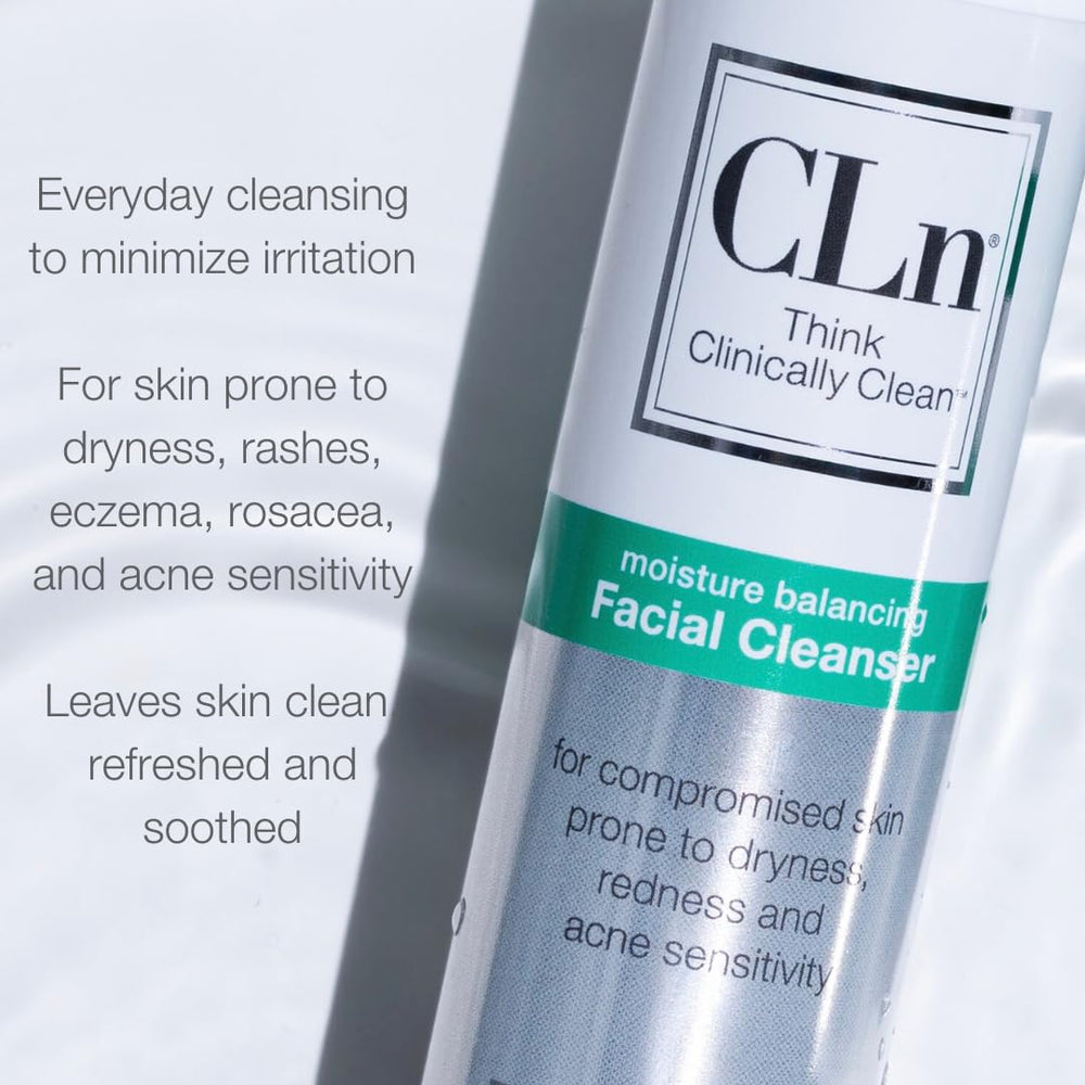 CLn cleanser texture image showing mild, non-irritating formula for sensitive skin.