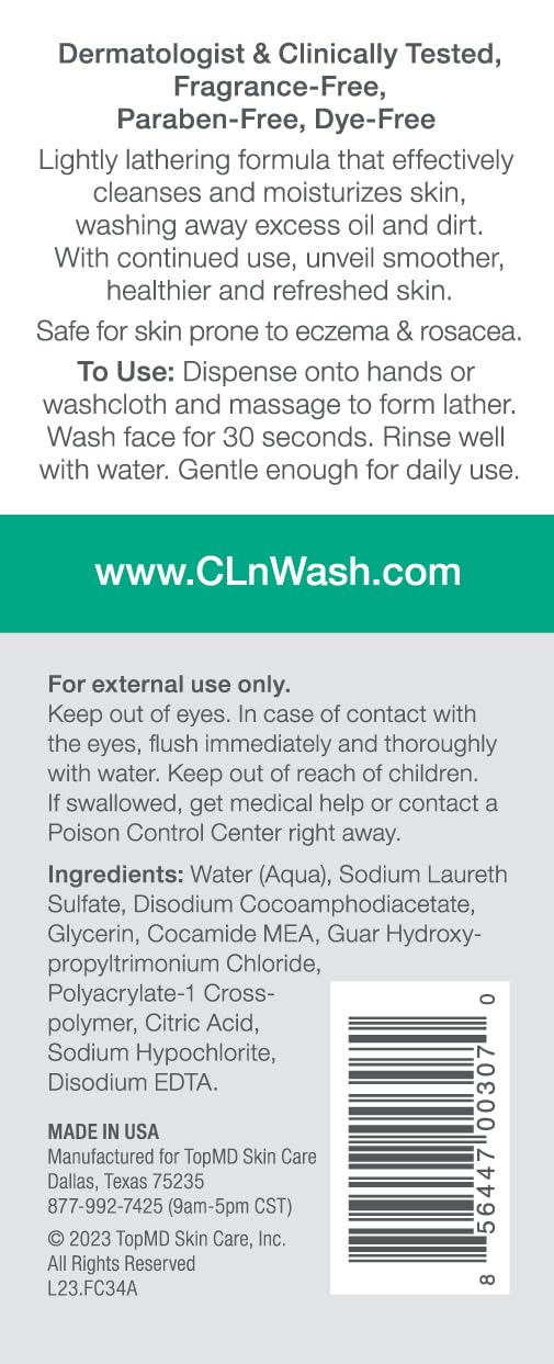 CLn Facial Cleanser close-up highlighting glycerin for added moisture.