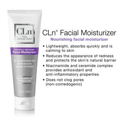 CLn facial moisturizer apply morning night demonstrates primer-friendly skin barrier support.
