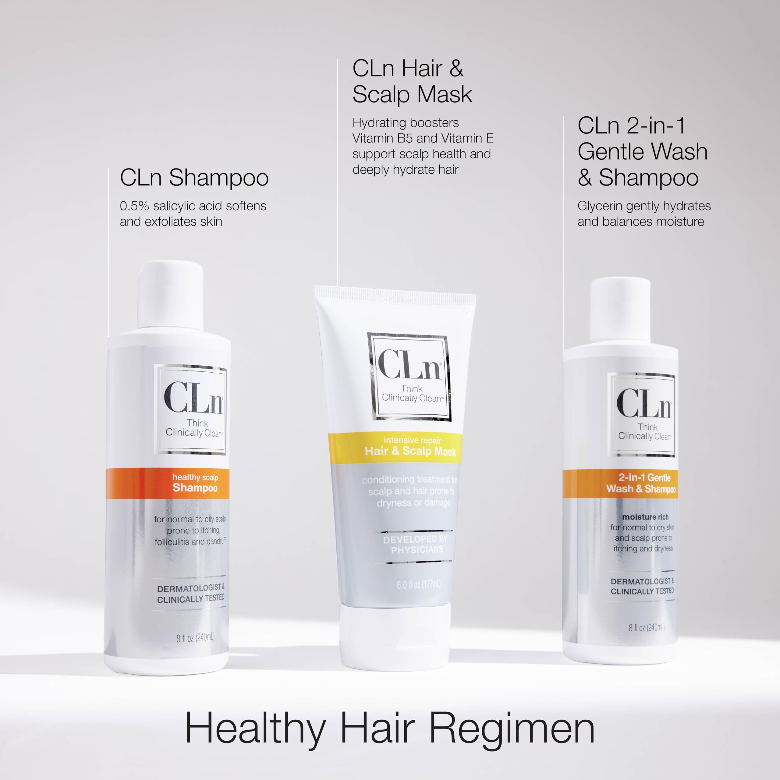 CLn Hair Mask vitamin B5 and E closeup underscores hydrating ingredients.